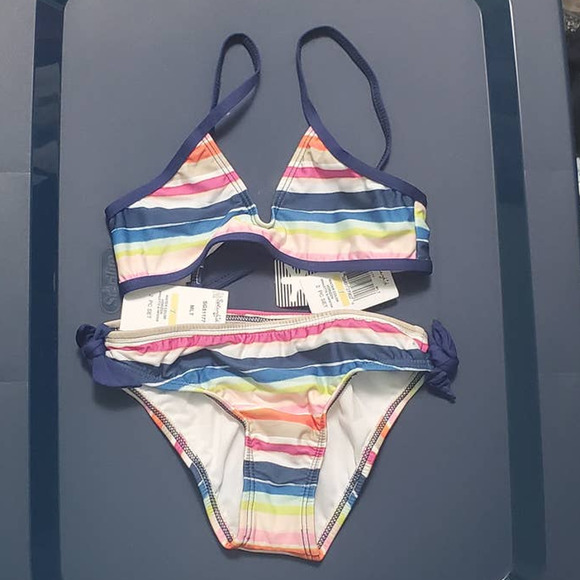Splendid Water Color Horizon Bralette & Hipster Bikini Swim Set SG51177 Girl 7 - Picture 4 of 11